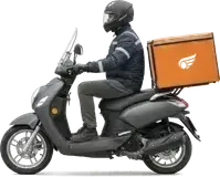 Side view of a delivery scooter