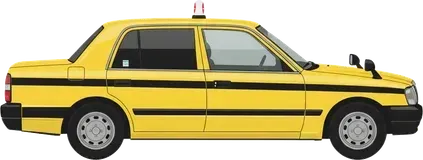 Side view of a yellow taxi